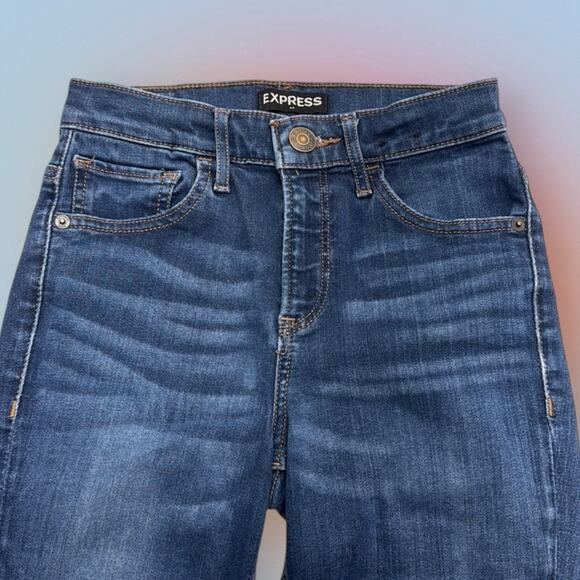 EXPRESS Women's 0 SUPER SOFT CROPPED LEGGING HIGH RISE Blue Jeans - Picture 1 of 6